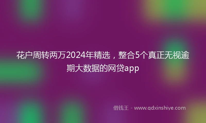 花户周转两万2024年精选，整合5个真正无视逾期大数据的网贷app