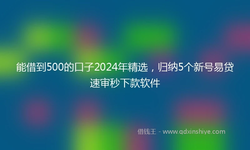 能借到500的口子2024年精选，归纳5个新号易贷速审秒下款软件
