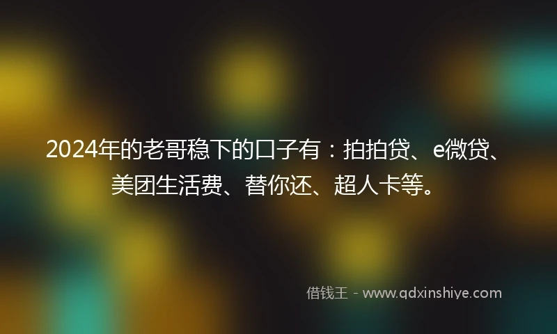 2024年的老哥稳下的口子有：拍拍贷、e微贷、美团生活费、替你还、超人卡等。