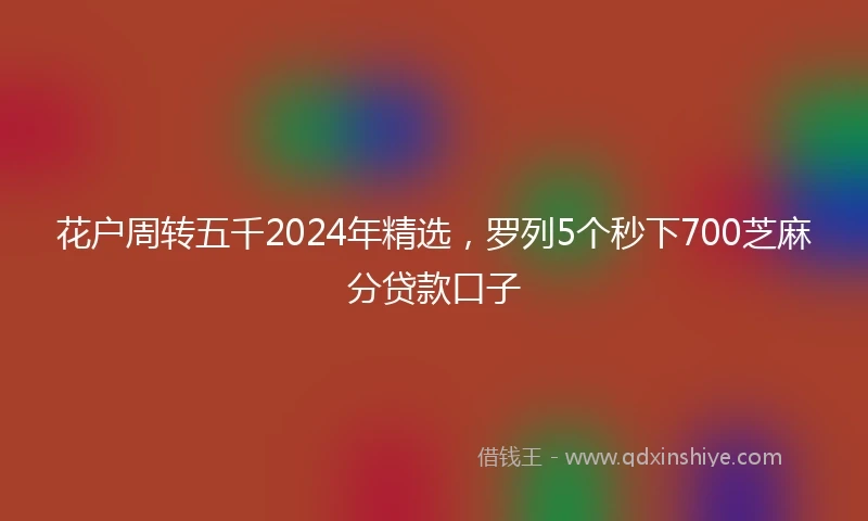 花户周转五千2024年精选，罗列5个秒下700芝麻分贷款口子
