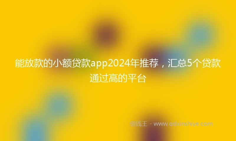 能放款的小额贷款app2024年推荐，汇总5个贷款通过高的平台