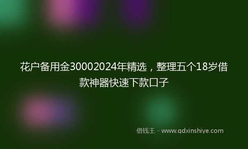花户备用金30002024年精选，整理五个18岁借款神器快速下款口子
