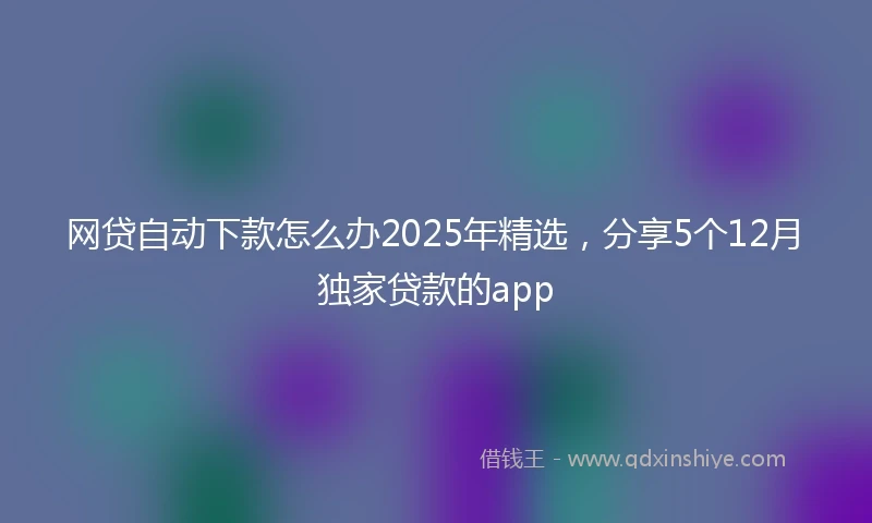 网贷自动下款怎么办2025年精选，分享5个12月独家贷款的app