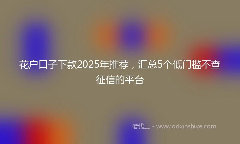 花户口子下款2025年推荐，汇总5个低门槛不查征信的平台