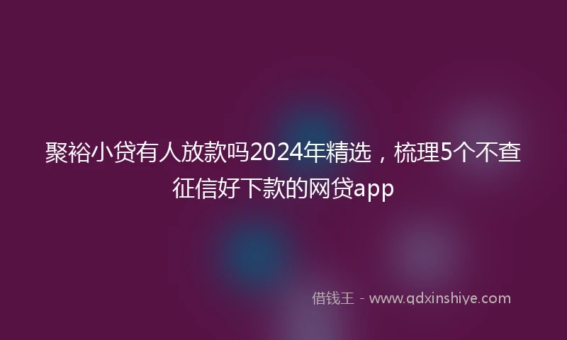 聚裕小贷有人放款吗2024年精选，梳理5个不查征信好下款的网贷app
