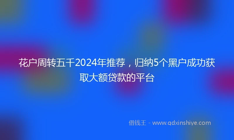 花户周转五千2024年推荐,归纳5个黑户成功获取大额贷款的平台