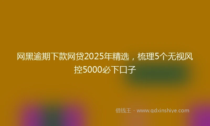 网黑逾期下款网贷2025年精选，梳理5个无视风控5000必下口子