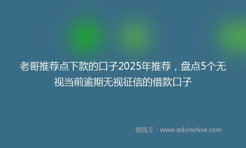 老哥推荐点下款的口子2025年推荐，盘点5个无视当前逾期无视征信的借款口子