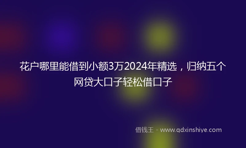 花户哪里能借到小额3万2024年精选，归纳五个网贷大口子轻松借口子