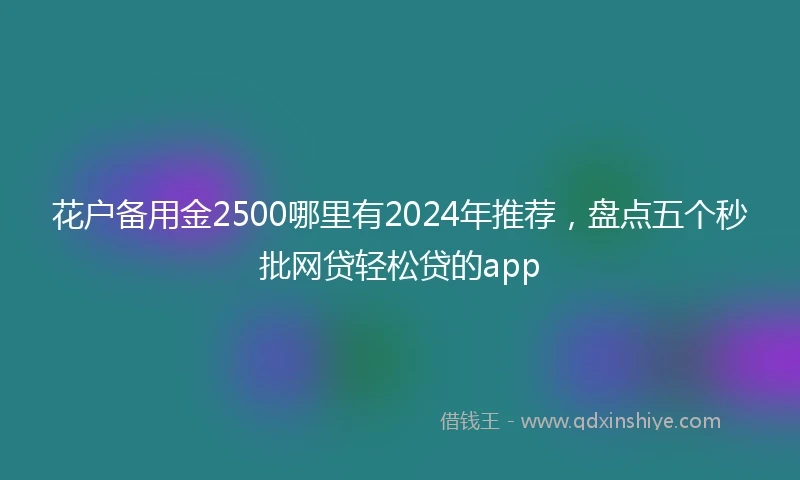 花户备用金2500哪里有2024年推荐，盘点五个秒批网贷轻松贷的app