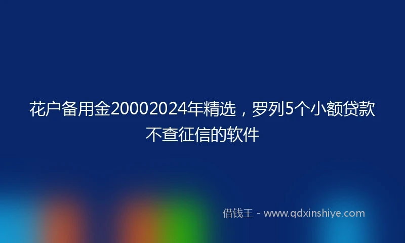 花户备用金20002024年精选，罗列5个小额贷款不查征信的软件