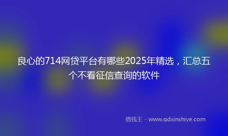 良心的714网贷平台有哪些2025年精选，汇总五个不看征信查询的软件