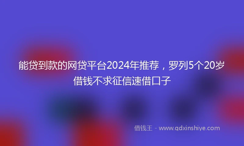 能贷到款的网贷平台2024年推荐，罗列5个20岁借钱不求征信速借口子