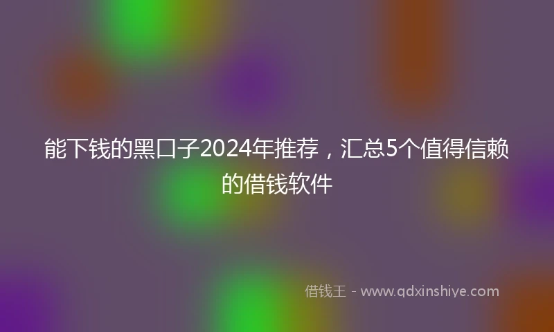 能下钱的黑口子2024年推荐，汇总5个值得信赖的借钱软件