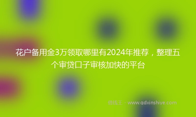 花户备用金3万领取哪里有2024年推荐，整理五个审贷口子审核加快的平台