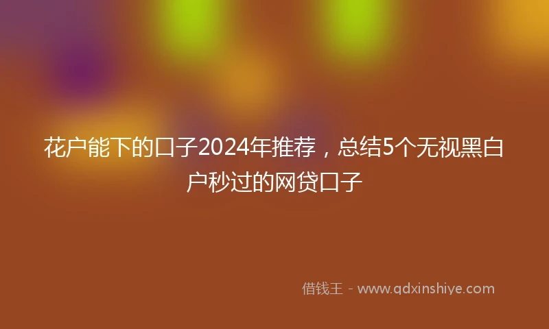 花户能下的口子2024年推荐，总结5个无视黑白户秒过的网贷口子