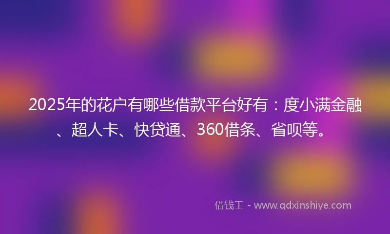 2025年的花户有哪些借款平台好有：度小满金融、超人卡、快贷通、360借条、省呗等。