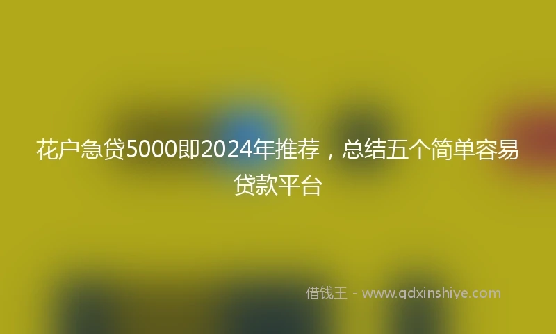 花户急贷5000即2024年推荐，总结五个简单容易贷款平台