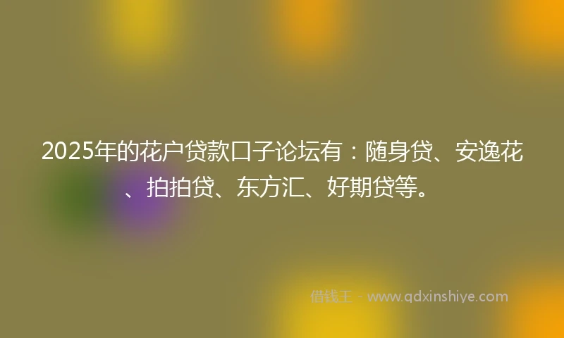 2025年的花户贷款口子论坛有：随身贷、安逸花、拍拍贷、东方汇、好期贷等。