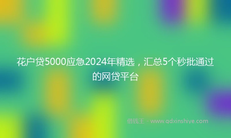花户贷5000应急2024年精选，汇总5个秒批通过的网贷平台