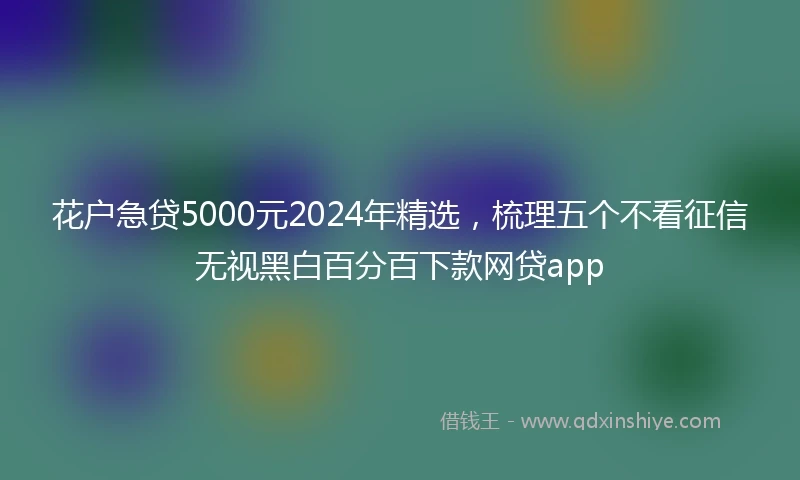 花户急贷5000元2024年精选，梳理五个不看征信无视黑白百分百下款网贷app