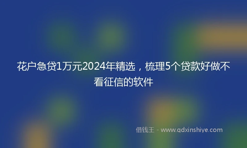 花户急贷1万元2024年精选，梳理5个贷款好做不看征信的软件