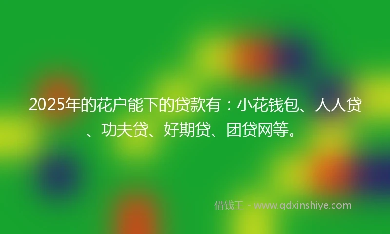 2025年的花户能下的贷款有：小花钱包、人人贷、功夫贷、好期贷、团贷网等。