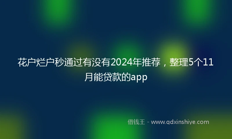 花户烂户秒通过有没有2024年推荐，整理5个11月能贷款的app