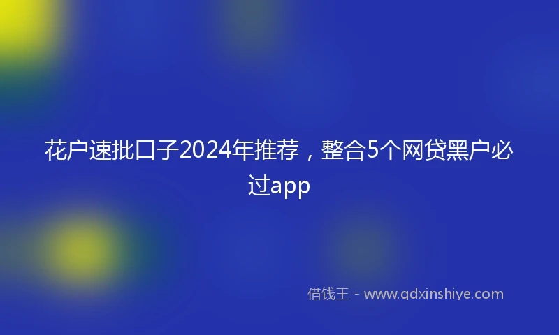 花户速批口子2024年推荐，整合5个网贷黑户必过app