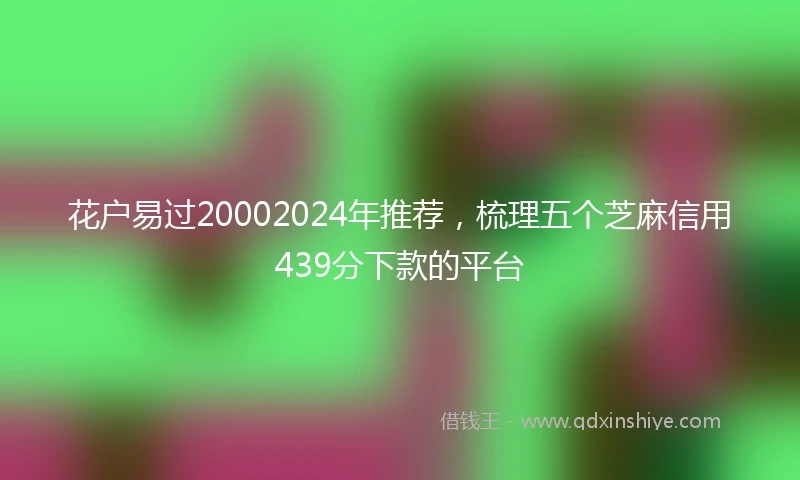 花户易过20002024年推荐，梳理五个芝麻信用439分下款的平台