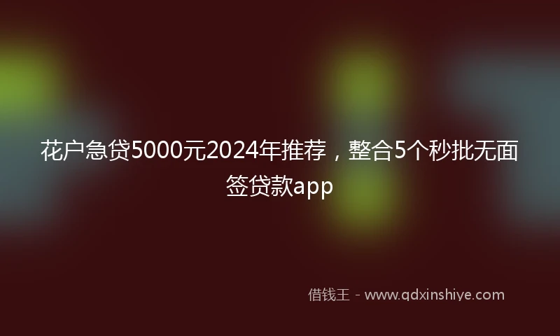 花户急贷5000元2024年推荐，整合5个秒批无面签贷款app