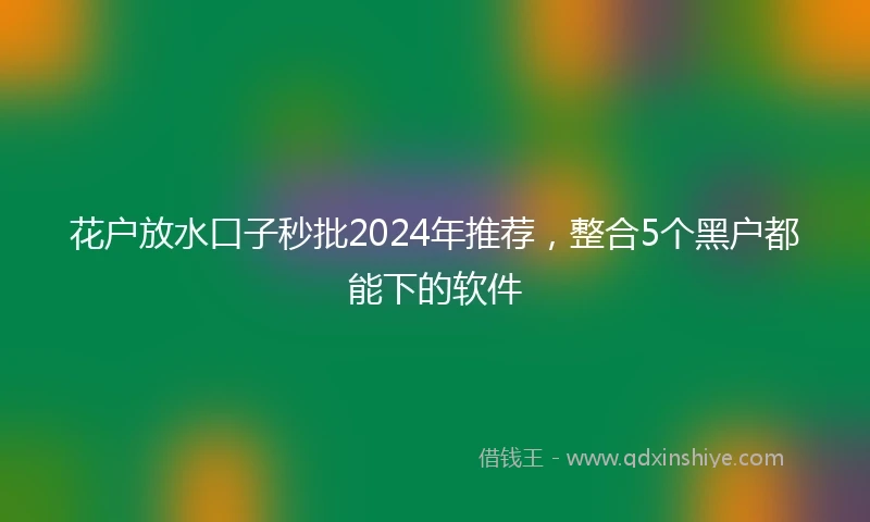 花户放水口子秒批2024年推荐，整合5个黑户都能下的软件