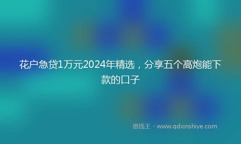 花户急贷1万元2024年精选，分享五个高炮能下款的口子