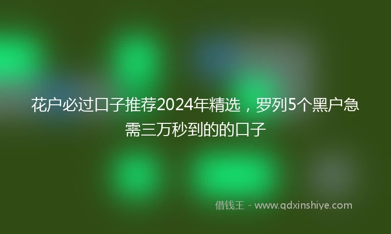 花户必过口子推荐2024年精选，罗列5个黑户急需三万秒到的的口子