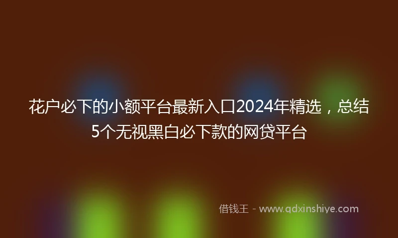 花户必下的小额平台最新入口2024年精选，总结5个无视黑白必下款的网贷平台
