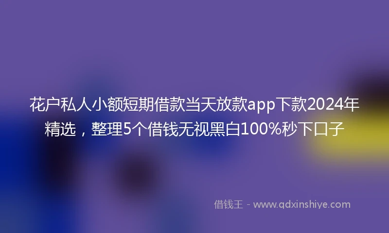 花户私人小额短期借款当天放款app下款2024年精选，整理5个借钱无视黑白100%秒下口子