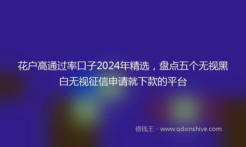 花户高通过率口子2024年精选，盘点五个无视黑白无视征信申请就下款的平台