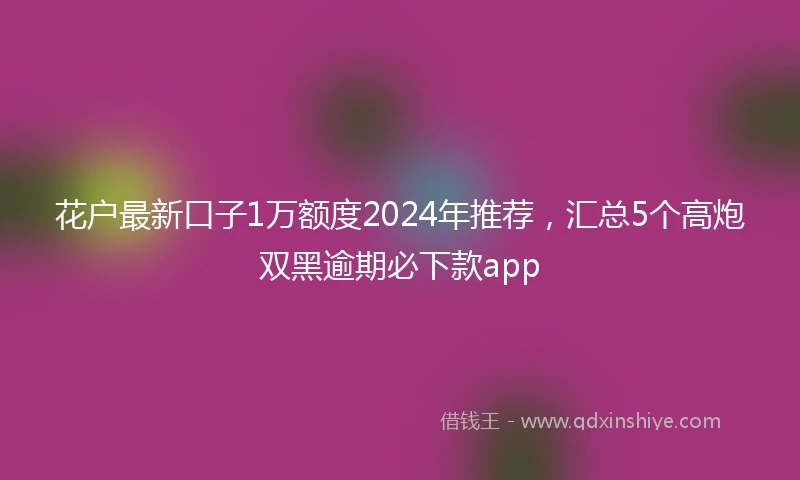 花户最新口子1万额度2024年推荐，汇总5个高炮双黑逾期必下款app