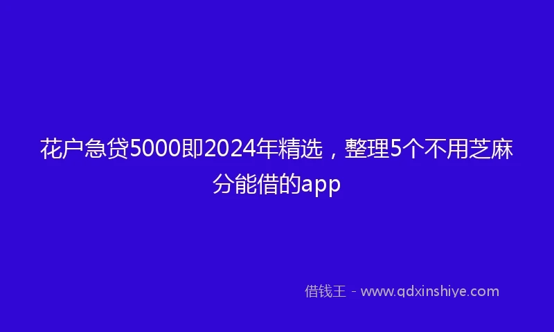 花户急贷5000即2024年精选，整理5个不用芝麻分能借的app