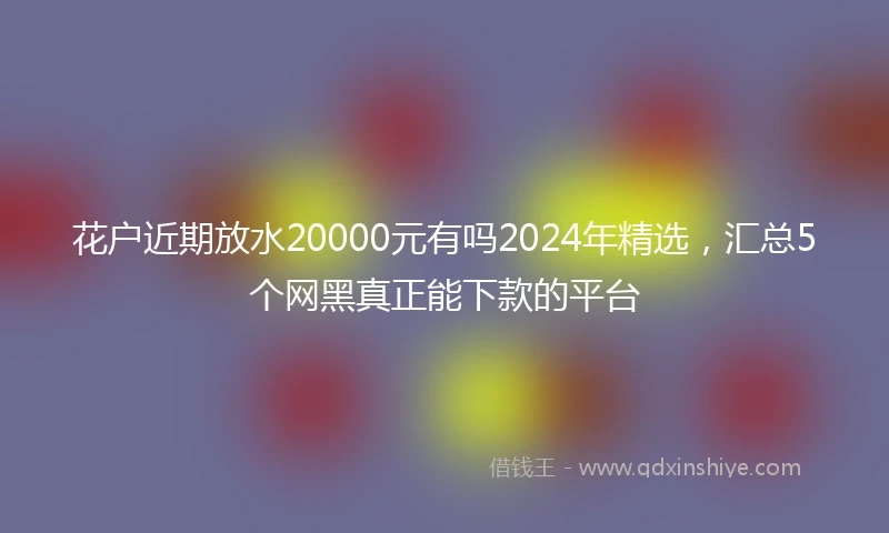 花户近期放水20000元有吗2024年精选，汇总5个网黑真正能下款的平台