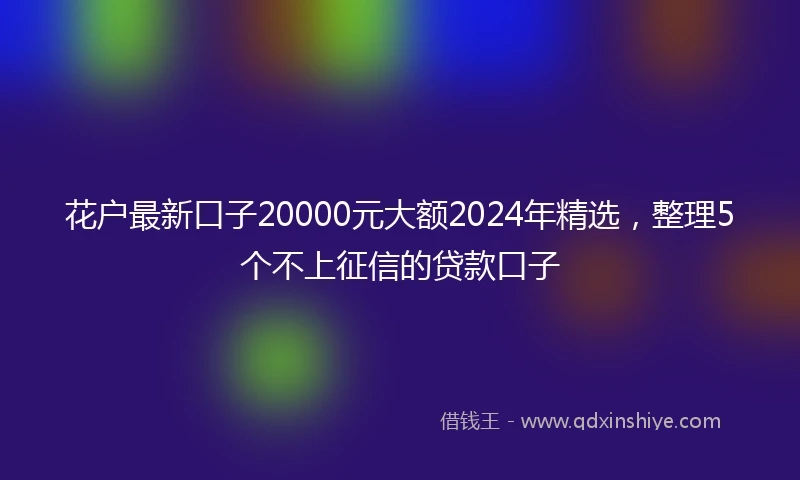 花户最新口子20000元大额2024年精选，整理5个不上征信的贷款口子