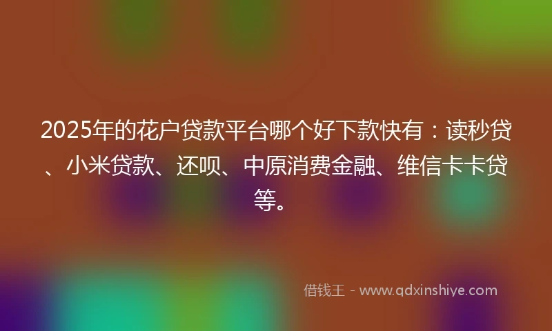 2025年的花户贷款平台哪个好下款快有：读秒贷、小米贷款、还呗、中原消费金融、维信卡卡贷等。