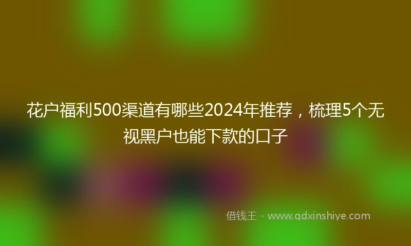 花户福利500渠道有哪些2024年推荐，梳理5个无视黑户也能下款的口子