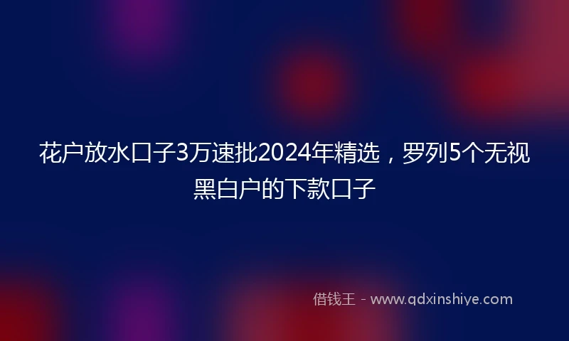 花户放水口子3万速批2024年精选，罗列5个无视黑白户的下款口子