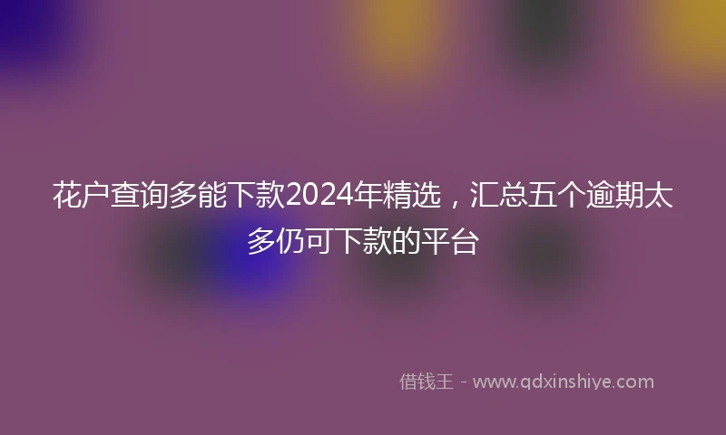 花户查询多能下款2024年精选，汇总五个逾期太多仍可下款的平台