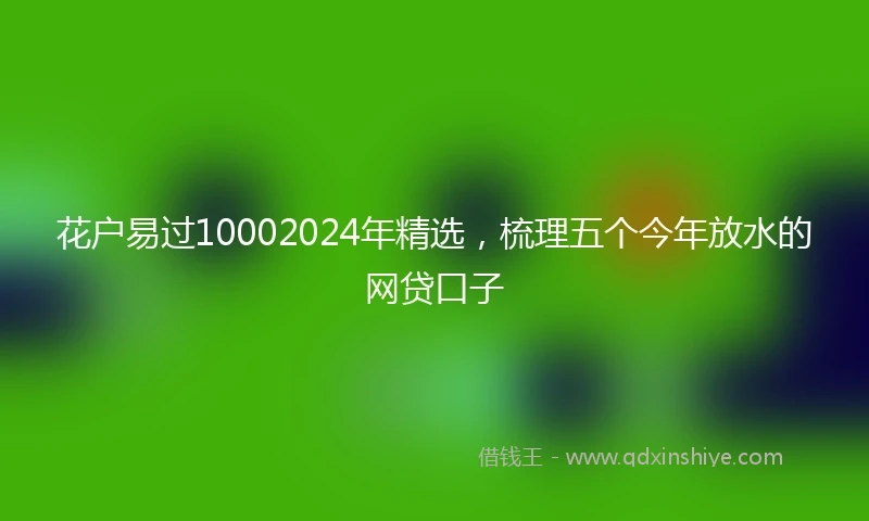 花户易过10002024年精选，梳理五个今年放水的网贷口子