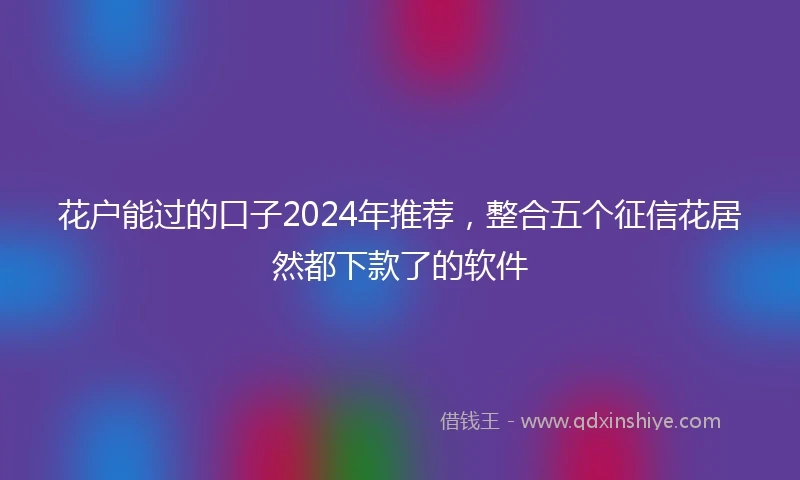 花户能过的口子2024年推荐，整合五个征信花居然都下款了的软件