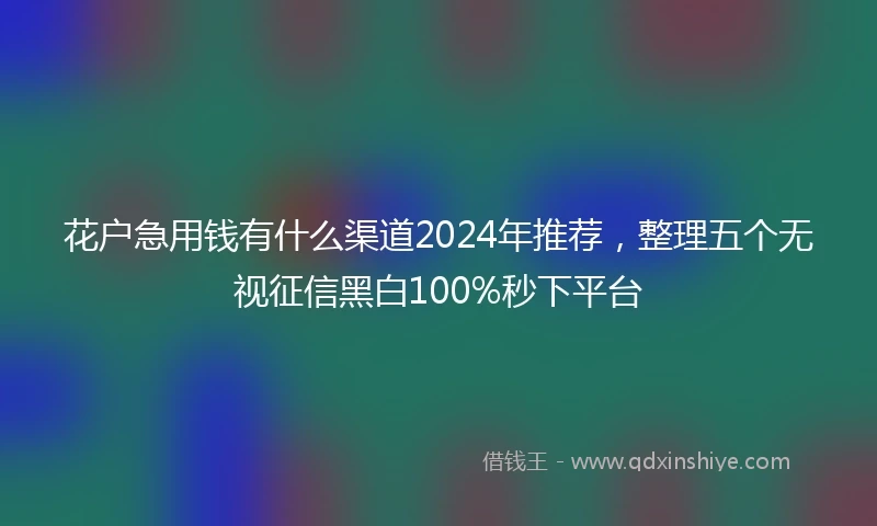 花户急用钱有什么渠道2024年推荐，整理五个无视征信黑白100%秒下平台