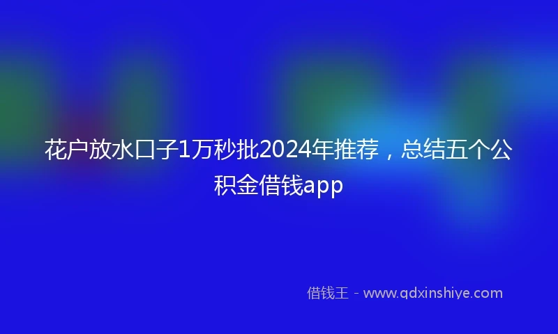 花户放水口子1万秒批2024年推荐，总结五个公积金借钱app