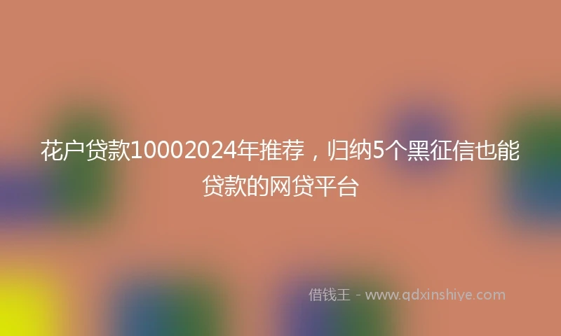花户贷款10002024年推荐，归纳5个黑征信也能贷款的网贷平台
